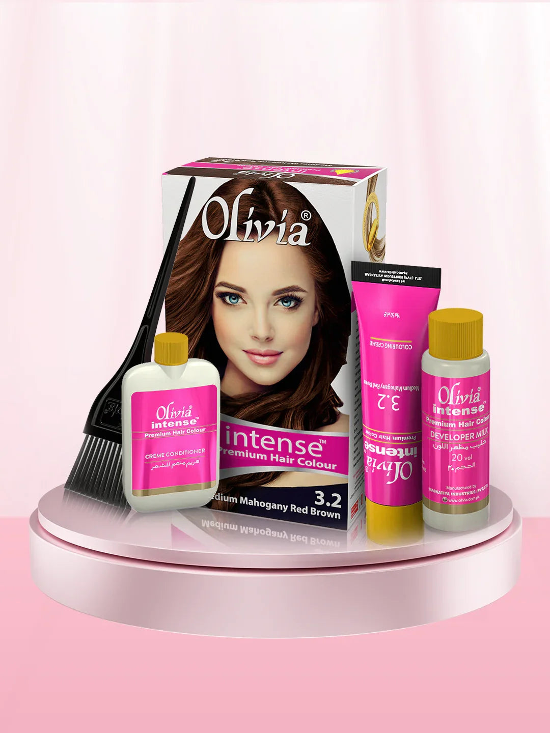 Olivia Intense Premium Hair Colour (Medium Mahogany Red Brown 3.2)