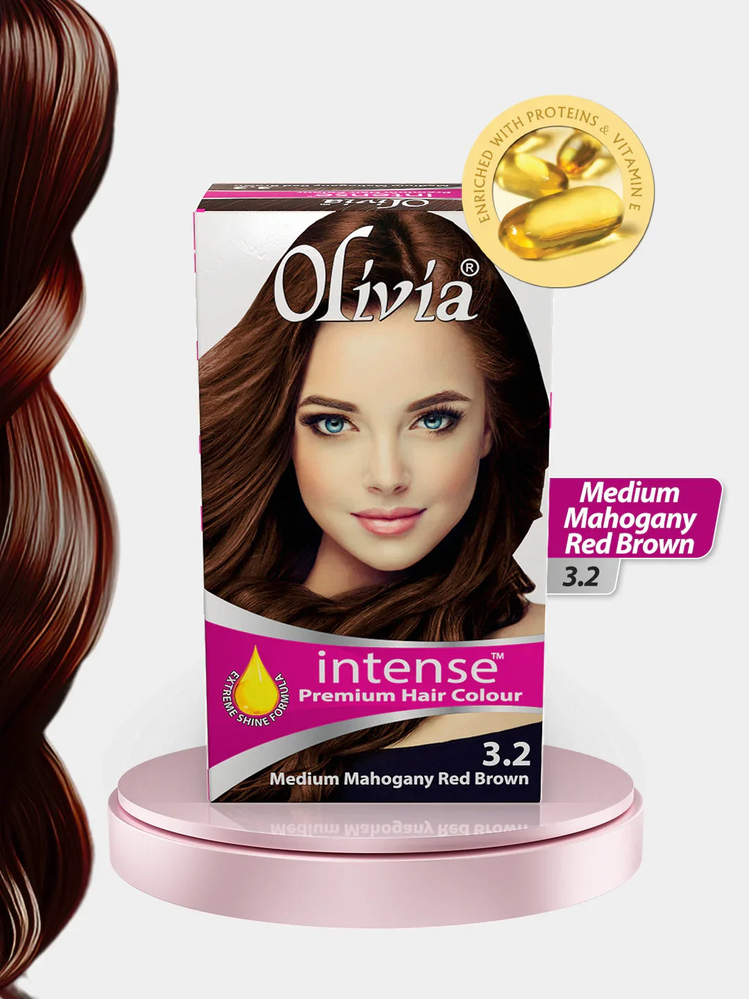 Olivia Intense Premium Hair Colour (Medium Mahogany Red Brown 3.2)