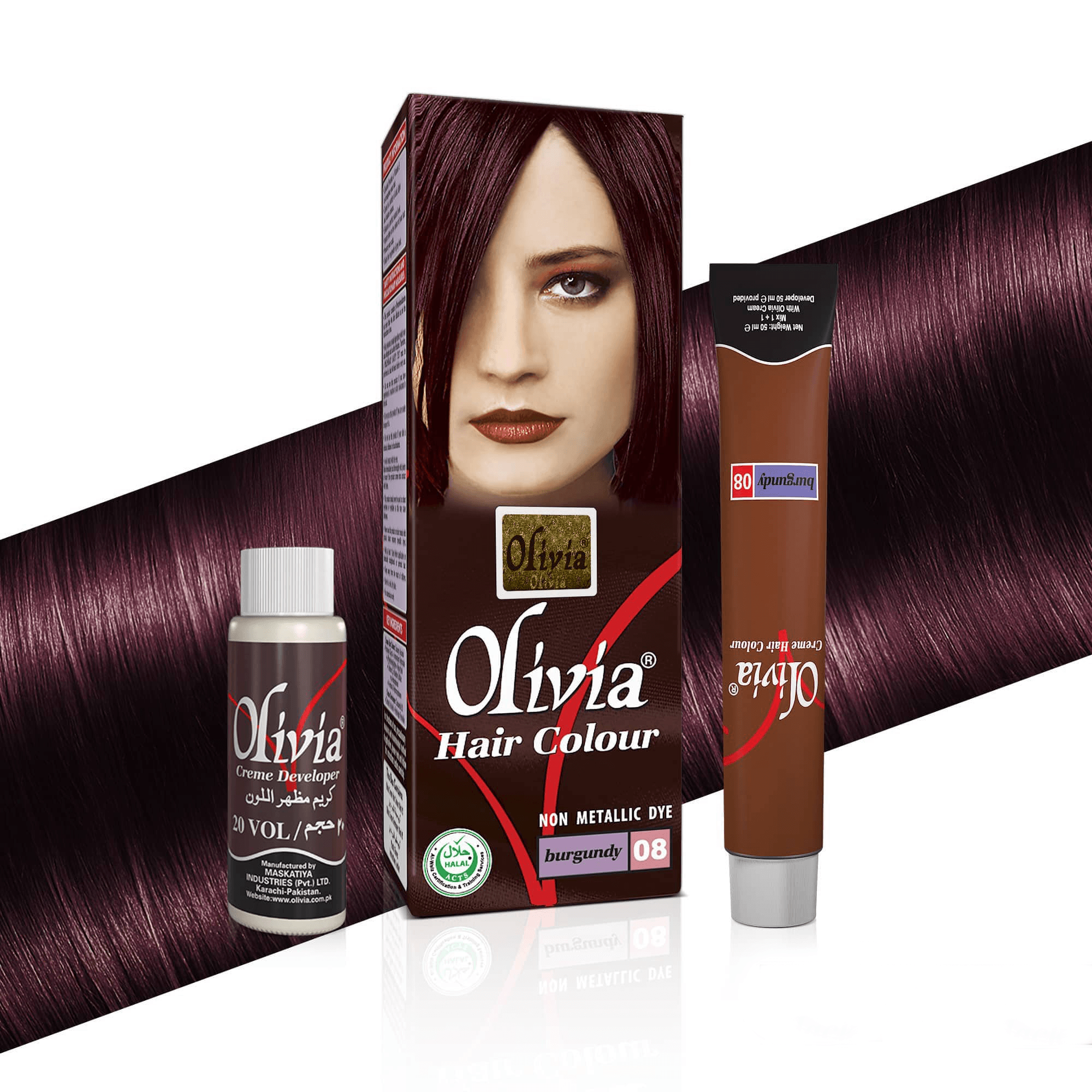 Olivia Hair Colour Burgundy 08 kit items