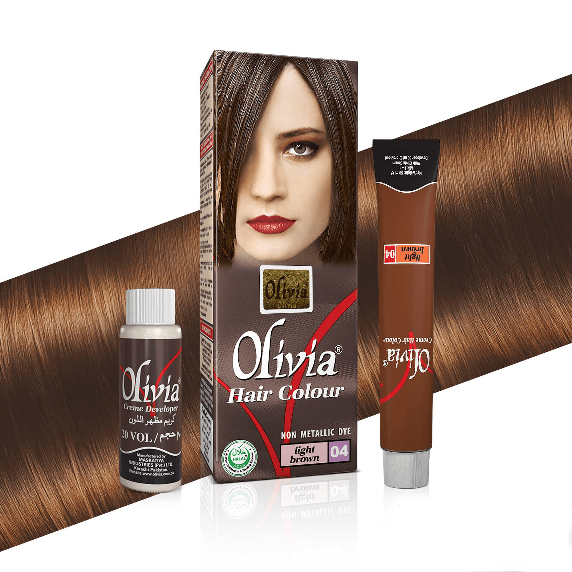 Olivia Hair Colour Light Brown 04 kit items
