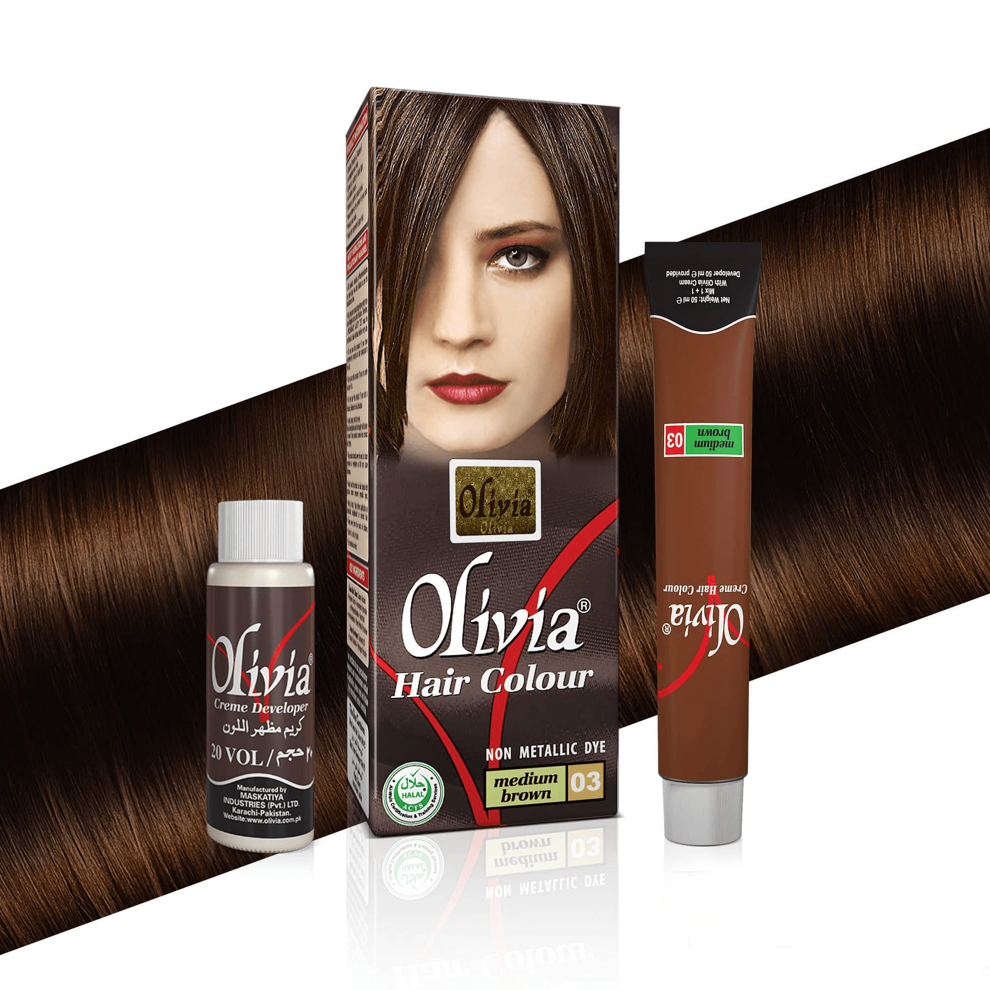 Olivia Hair Colour Medium Brown 03 kit items