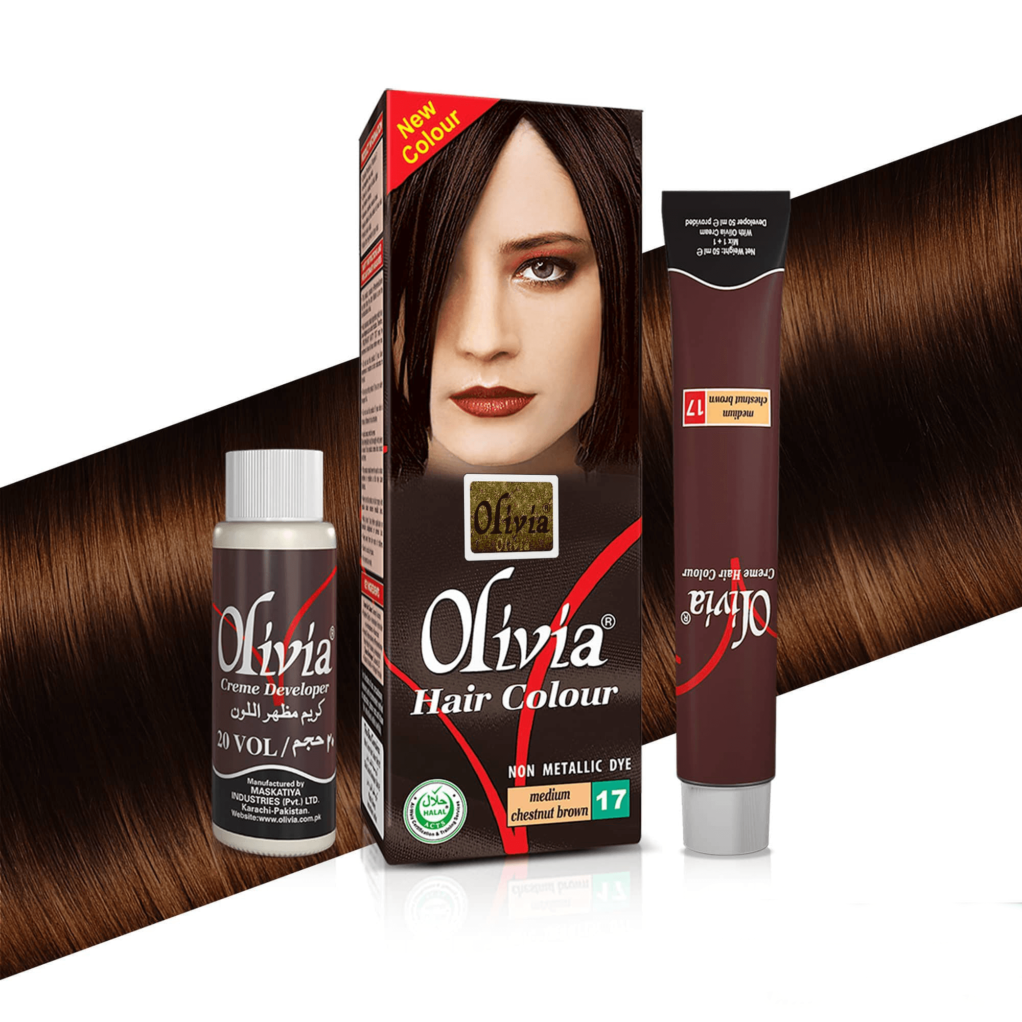 Olivia Hair Colour Medium Chestnut Brown 17 kit items