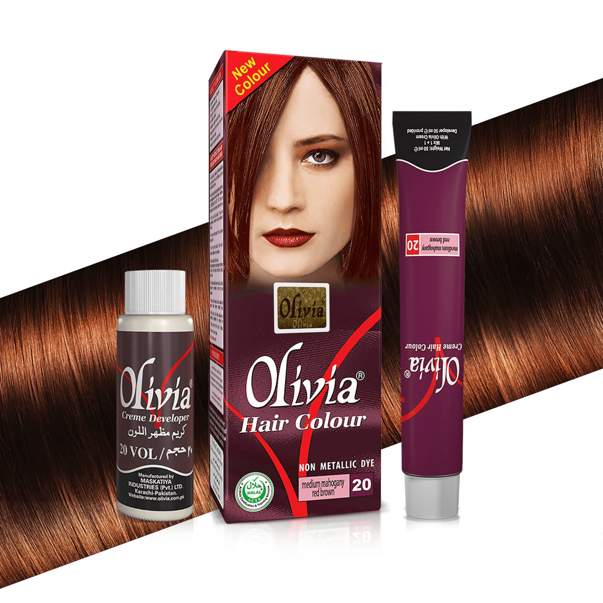 Olivia Hair Colour Medium Mahogany Red Brown 20 kit items