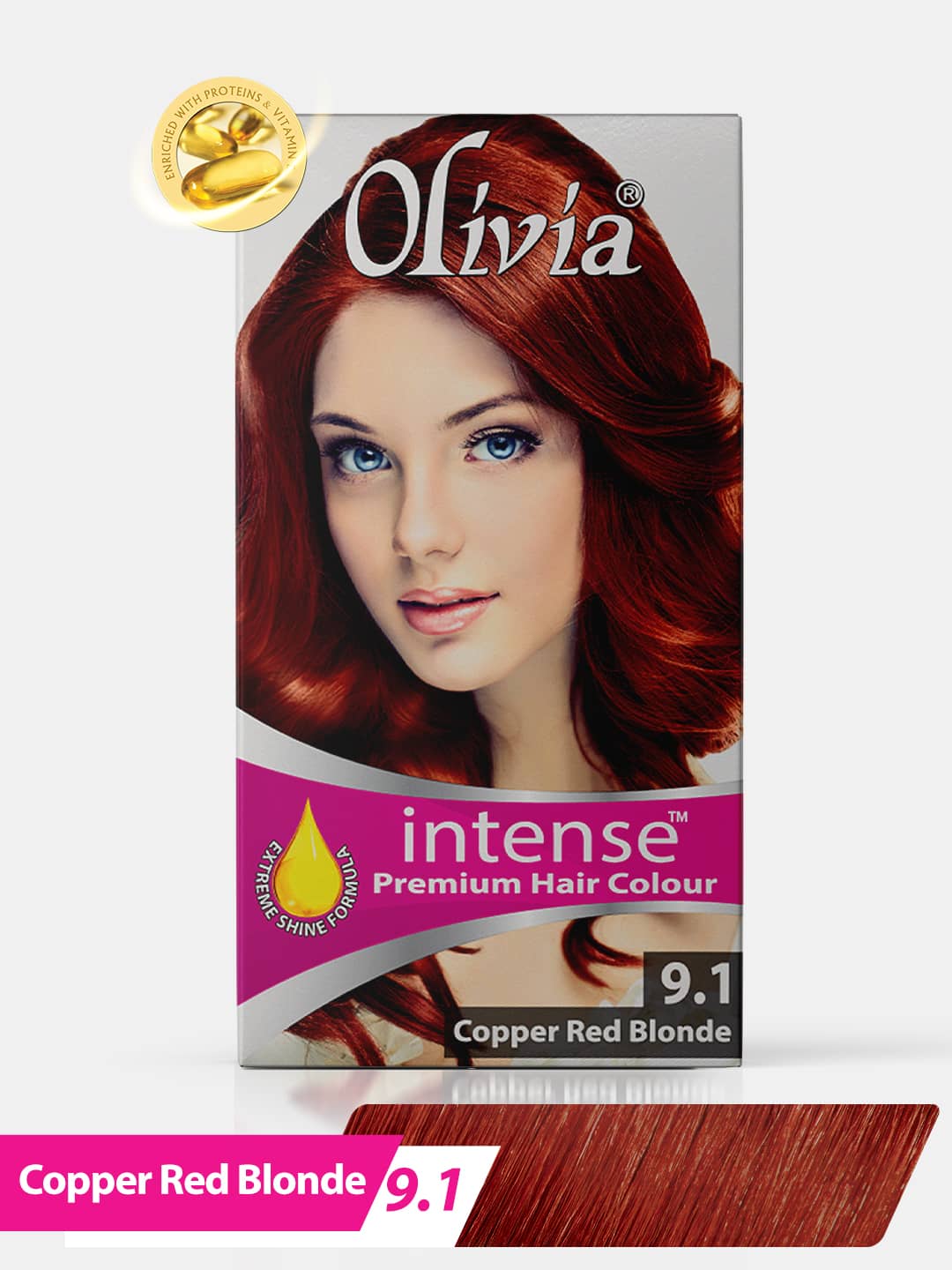 Olivia Intense Premium Hair Colour Copper Red Blonde 9.1 Front View