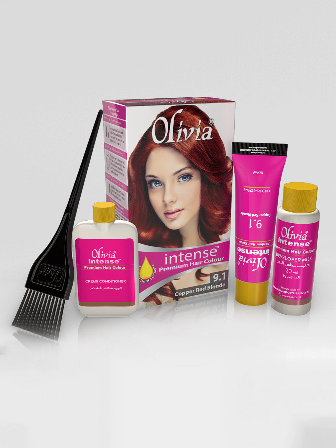 Olivia Intense Premium Hair Colour Copper Red Blonde 9.1 kit items