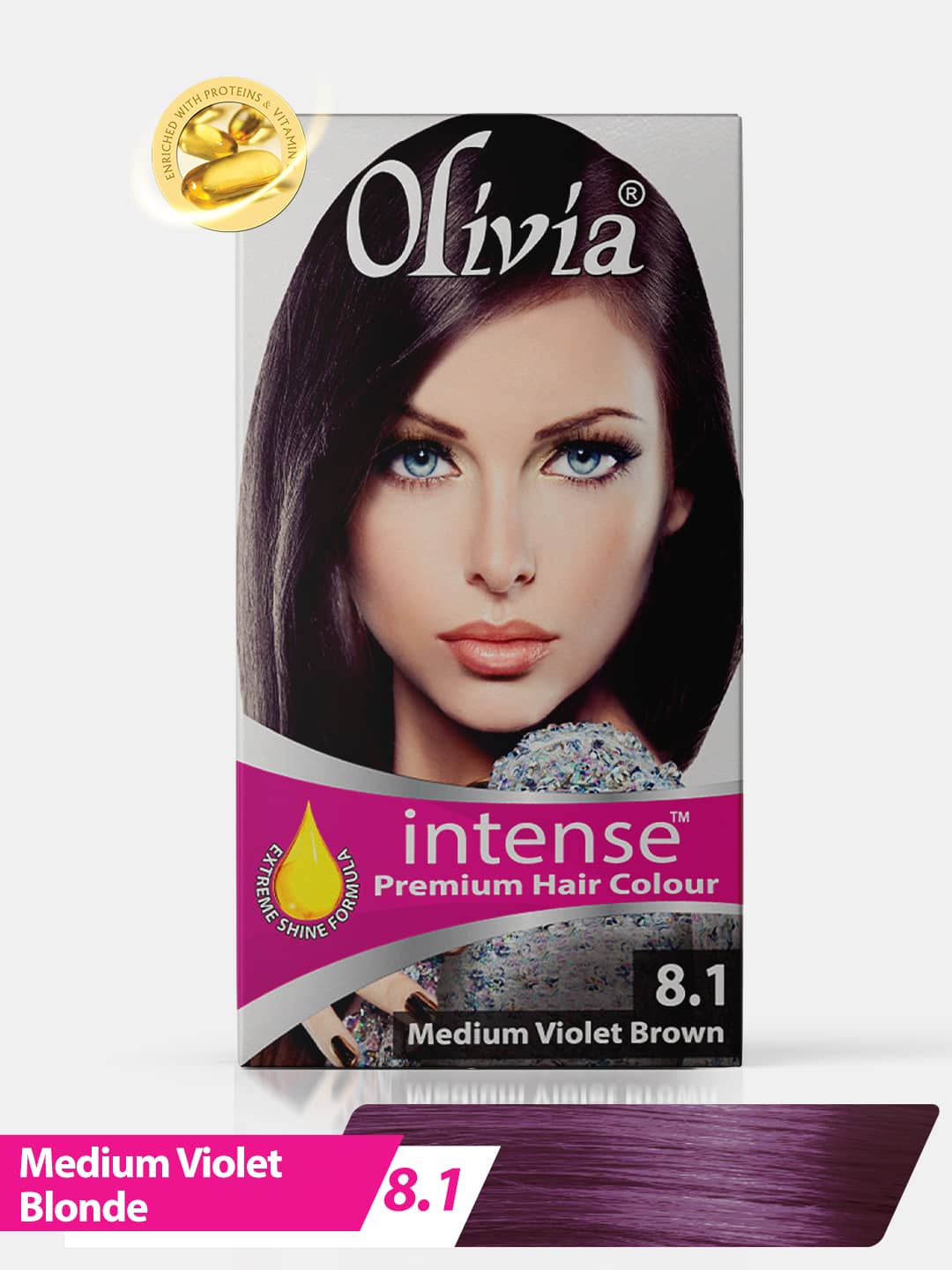 Olivia Intense Premium Hair Colour Medium Violet Brown 8.1 Front View