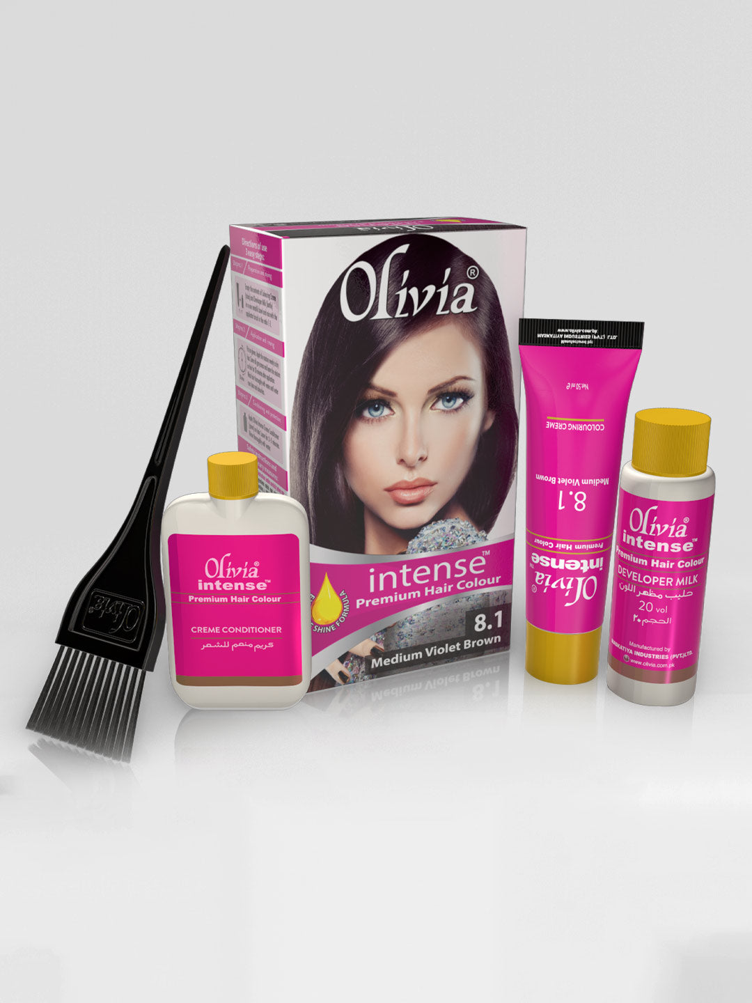 Olivia Intense Premium Hair Colour Medium Violet Brown 8.1 kit items