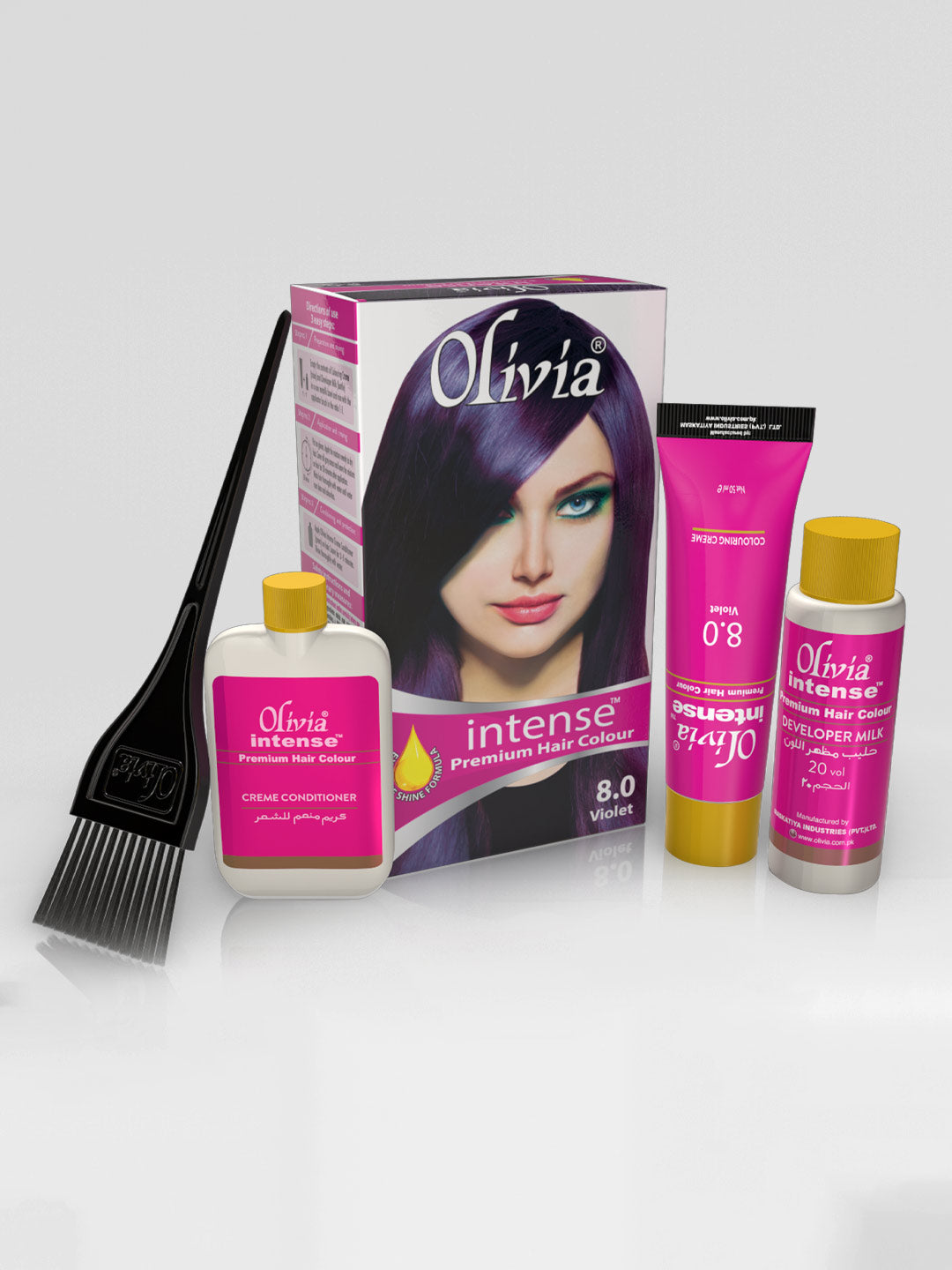 Olivia Intense Premium Hair Colour Violet 8.0 kit items